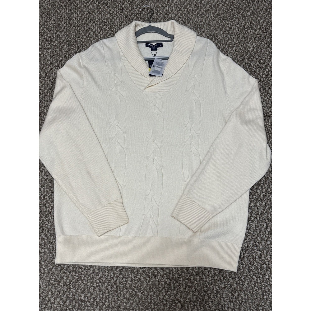 Cremieux Sweater Mens XL V Neck Merino Wool Cable Knit Pullover. See Description